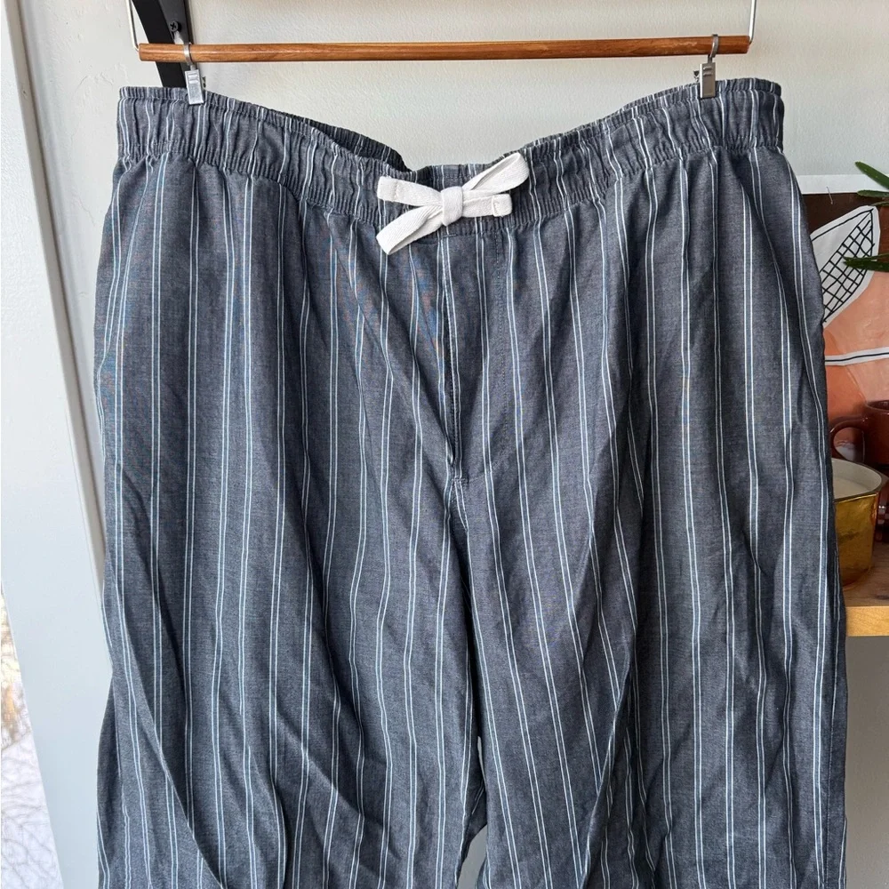 Vintage Merona Charcoal Gray White Pinstripe Wide Leg Pajama Pants Size Large